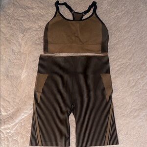 Ryka Black and Brown Striped Athletic Shorts